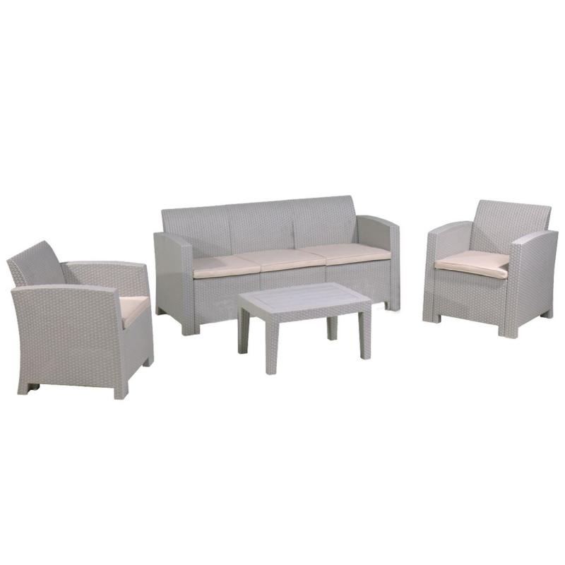 SAVANNA Set Σαλόνι Κήπου Βεράντας  K/D, PP-UV Sand Grey Μαξιλάρια Μπεζ