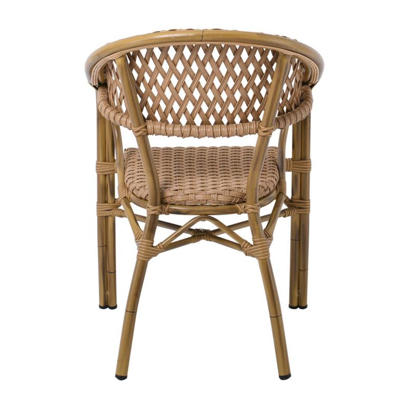 VEGERA Rattan Πολυθρόνα Dining Αλουμίνιο Φυσικό, Wicker Φυσικό, Στοιβαζόμενη