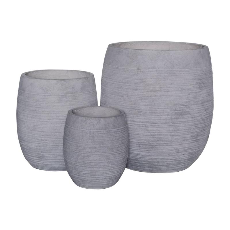 FLOWER POT-8  Set 3 τεμαχίων, Απόχρωση Light Grey Wash