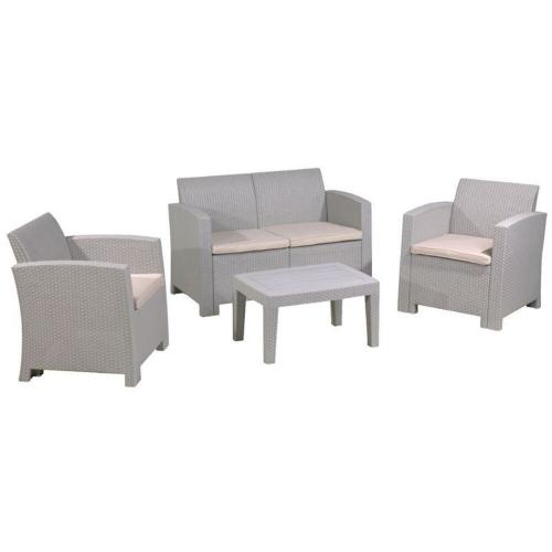 SAVANNA Set Σαλόνι Κήπου Βεράντας K/D, PP-UV Sand Grey Μαξιλάρια Μπεζ