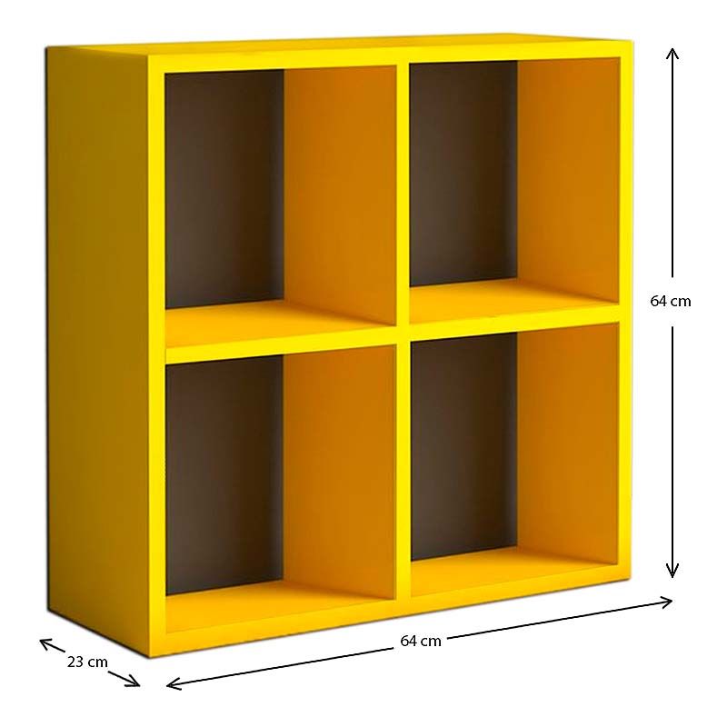 Βιβλιοθήκη Cube Megapap από μελαμίνη χρώμα κίτρινο 60x23x60εκ.