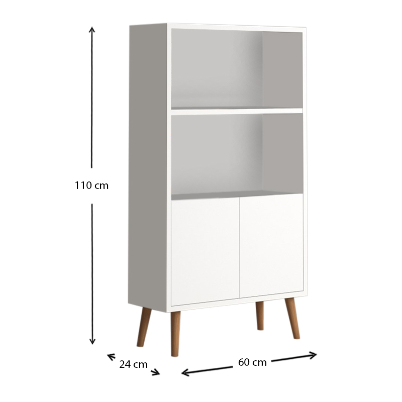 Βιβλιοθήκη μελαμίνης Cube Megapap χρώμα λευκό 60x24x110εκ.