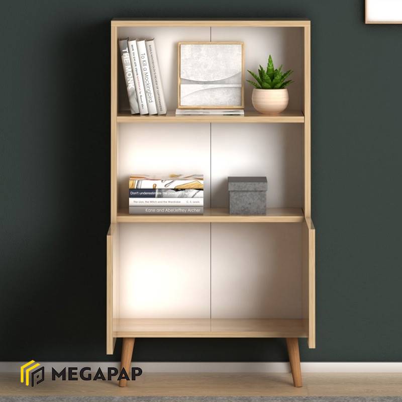 Βιβλιοθήκη μελαμίνης Cube Megapap χρώμα oak 60x24x110εκ.