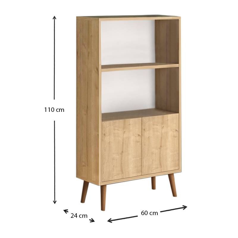 Βιβλιοθήκη μελαμίνης Cube Megapap χρώμα oak 60x24x110εκ.