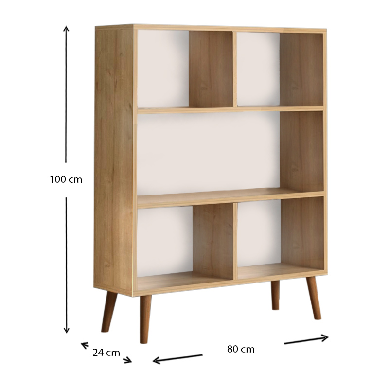 Βιβλιοθήκη μελαμίνης Cube Megapap χρώμα oak 80x24x100εκ.