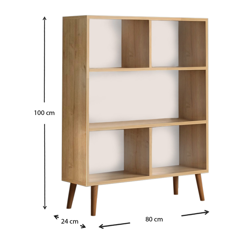 Βιβλιοθήκη μελαμίνης Cube Megapap χρώμα oak 80x24x100εκ.