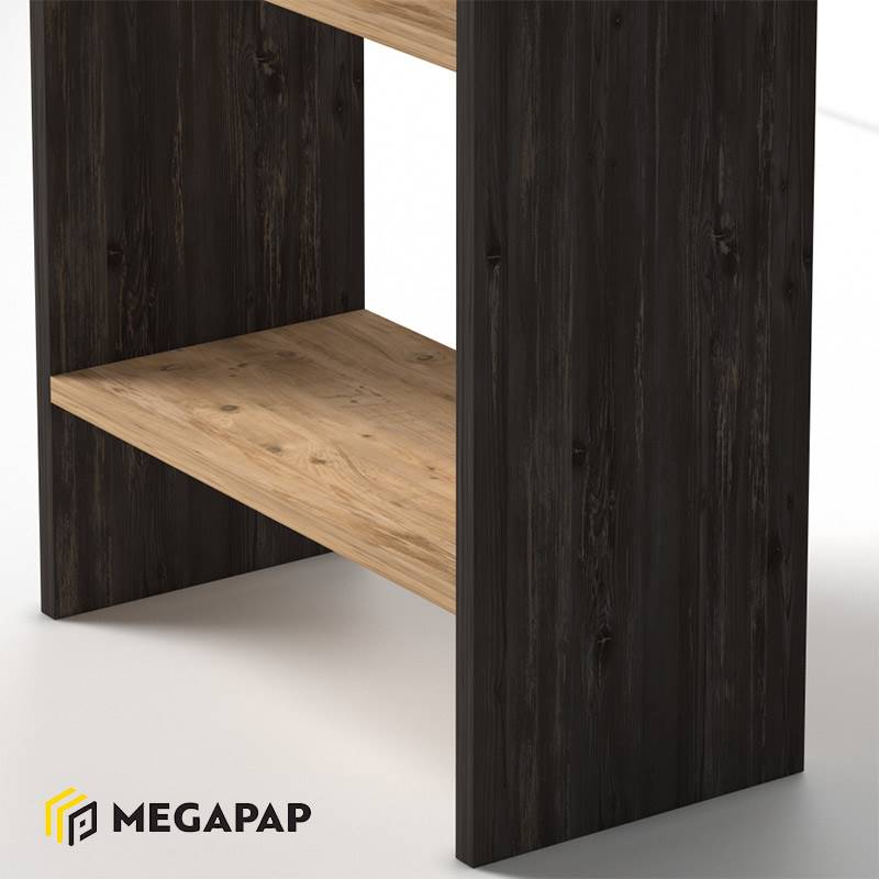 Βιβλιοθήκη μελαμίνης Flora Megapap χρώμα industrial grey - oak 52x25x158εκ.