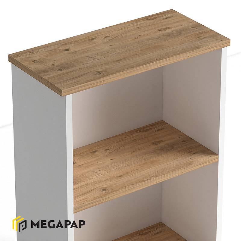 Βιβλιοθήκη μελαμίνης Flora Megapap χρώμα white - oak 52x25x80εκ.