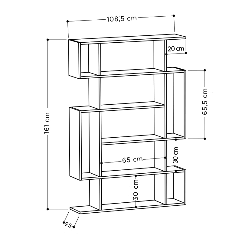 Βιβλιοθήκη μελαμίνης Mito Megapap χρώμα λευκό 108x25x161εκ.