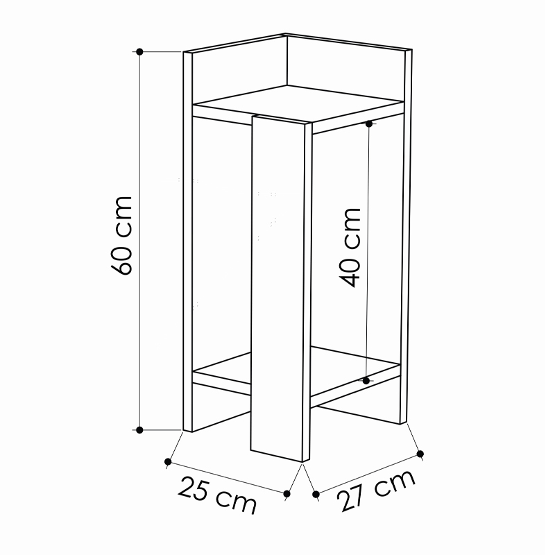 Κομοδίνο Elos Megapap σετ 2 τεμαχίων χρώμα λευκό 25x27x60εκ.