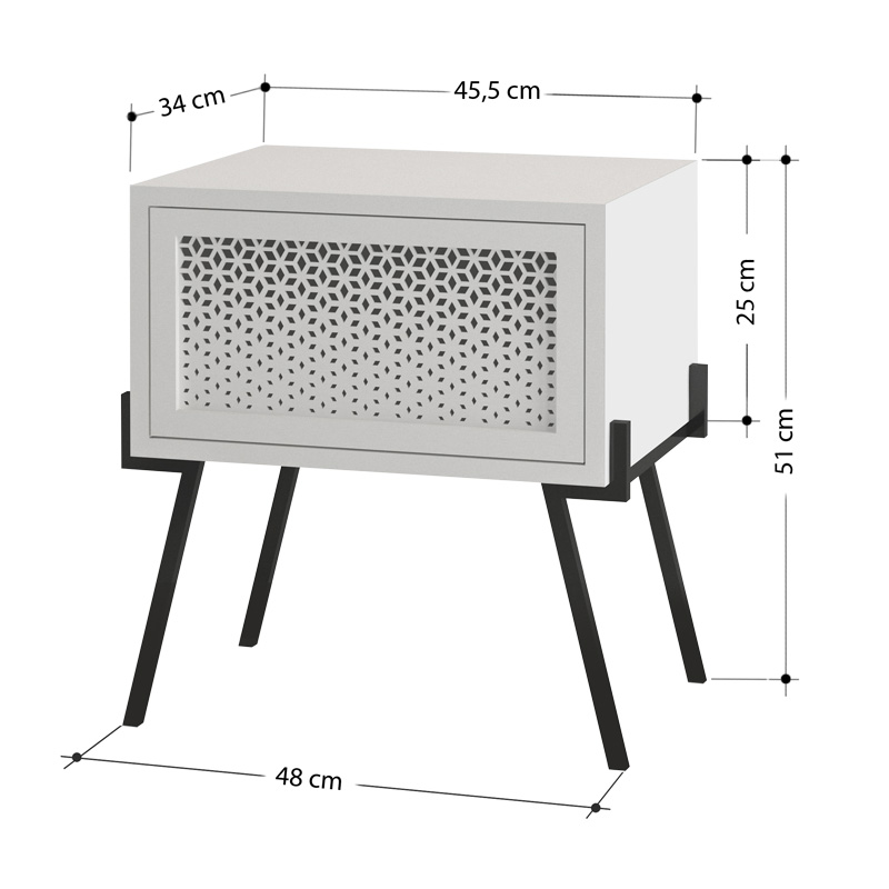 Κομοδίνο μελαμίνης Naive Megapap χρώμα φυσικό οξιάς 48x34x51εκ.