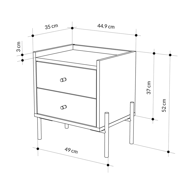 Κομοδίνο Malta Megapap χρώμα saphhire oak 49x35x52εκ.