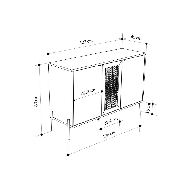 Μπουφές Naive Megapap χρώμα sapphire oak 126x40x80εκ.