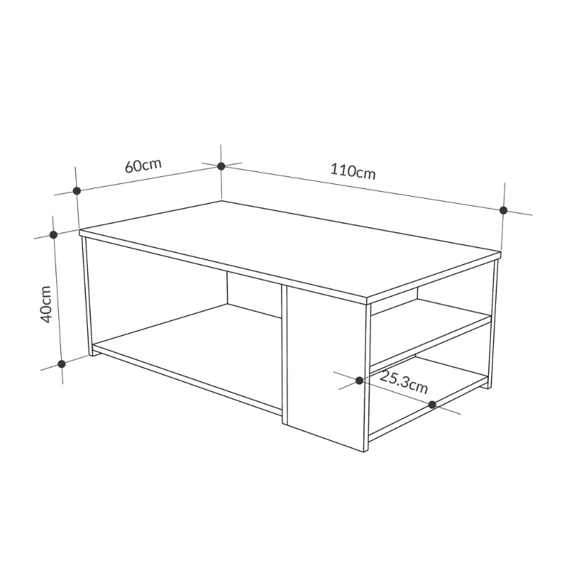 Τραπεζάκι σαλονιού Berg Megapap χρώμα γκρι ρετρό 110x60x40εκ.