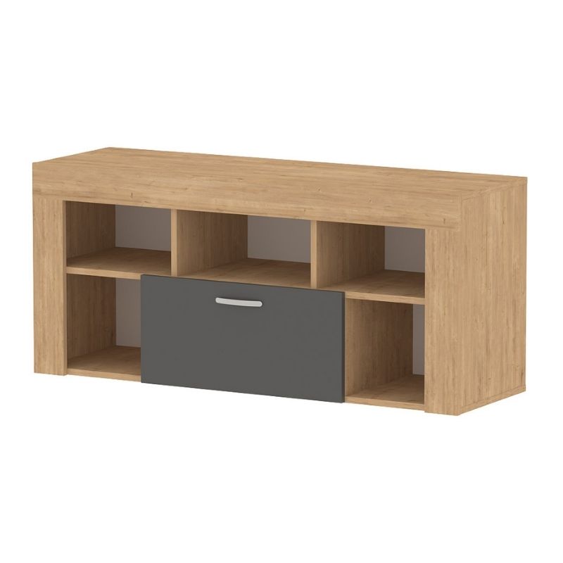 Έπιπλο τηλεόρασης Midili Megapap χρώμα sapphire oak - ανθρακί 135x42x60,7εκ.