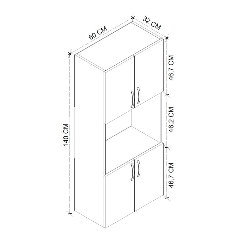 Ντουλάπα κουζίνας Armado Megapap χρώμα ανθρακί 60x32x140εκ.