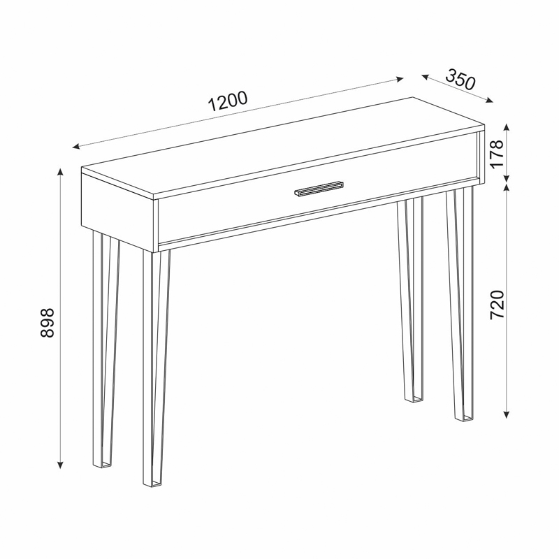 Κονσόλα μελαμίνης Rochel Megapap χρώμα atlantic pine 120x35x89,8εκ.