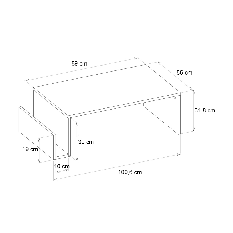 Τραπεζάκι σαλονιού Regnar Megapap χρώμα rebab 100,6x55x31,8εκ.