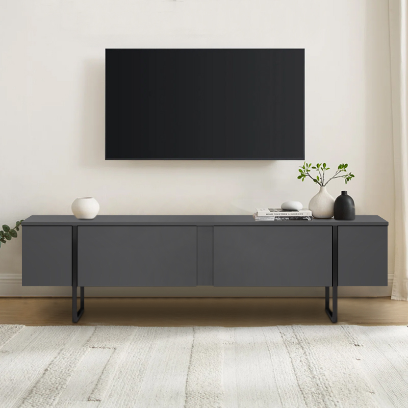 Έπιπλο τηλεόρασης Luxe Megapap χρώμα ανθρακί 180x30x50εκ.