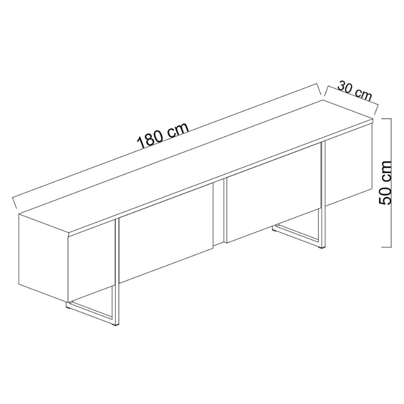 Έπιπλο τηλεόρασης Luxe Megapap χρώμα travertine - χρυσό 180x30x50εκ.