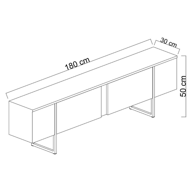 Έπιπλο τηλεόρασης Luxe Megapap χρώμα ανθρακί - χρυσό 180x30x50εκ.