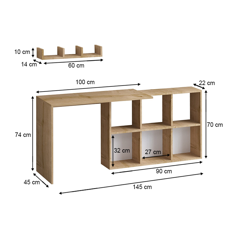 Γραφείο εργασίας Blake Megapap χρώμα φυσικό οξιάς 145x45x74εκ.