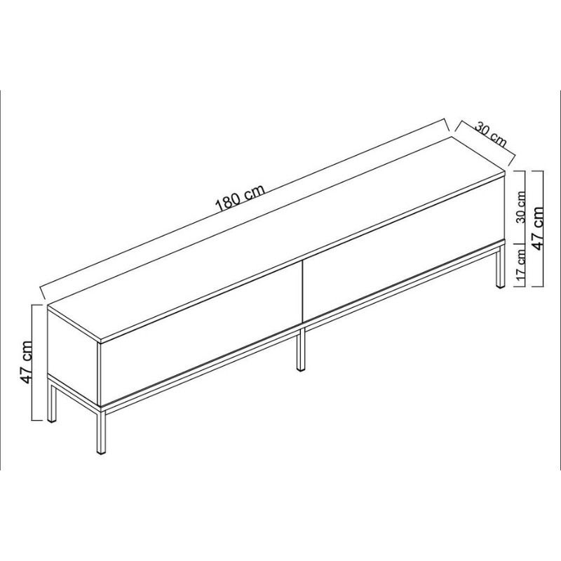 Έπιπλο τηλεόρασης Lord Megapap χρώμα μαύρο - χρυσό 180x30x47εκ.