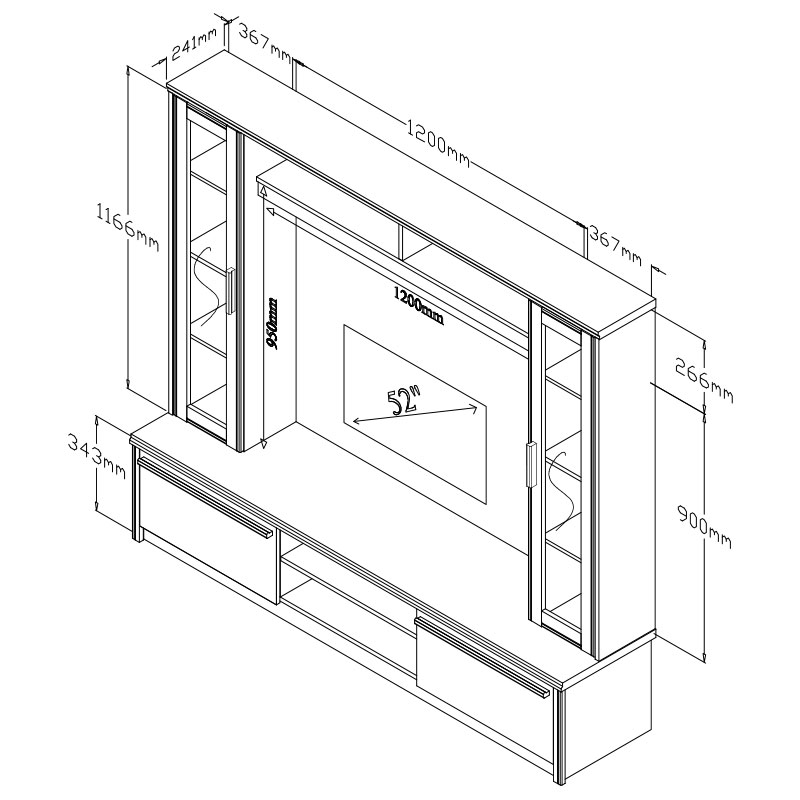 Σύνθετο σαλονιού Chico TV pakoworld χρώμα embony oak 180.5x40x158εκ