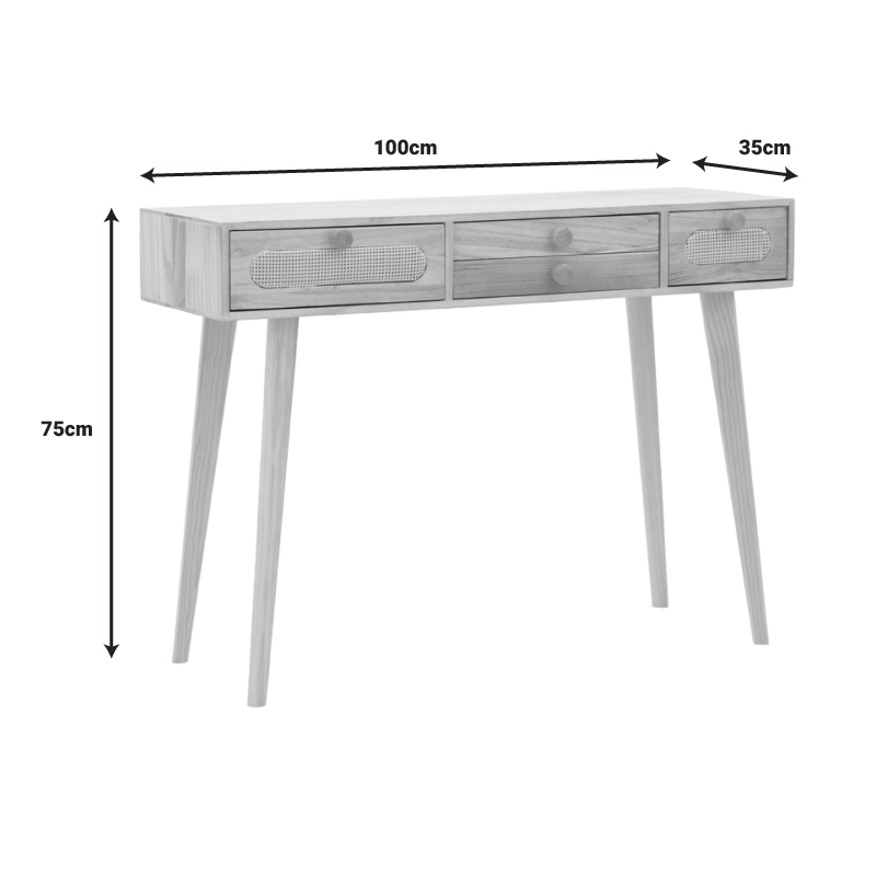 Κονσόλα Finian pakoworld ξύλο σε φυσική απόχρωση 100x35x75εκ