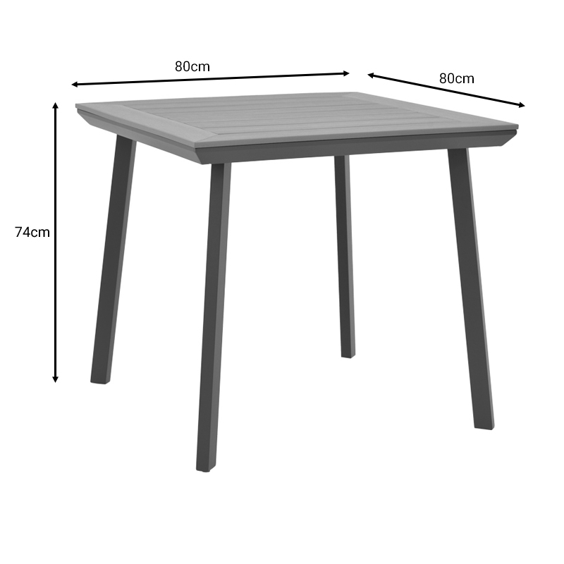 Τραπέζι Synergy pakoworld αλουμίνιο ανθρακί-plywood φυσικό 80x80x74εκ