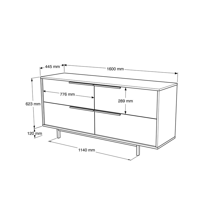 Μπουφές Lebon pakoworld μελαμίνης φυσικό-μαύρο 160x44.5x74εκ