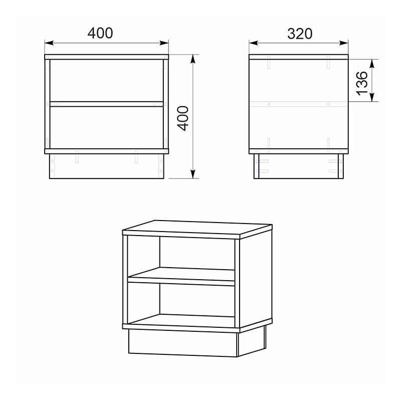 Κομοδίνο Mason pakoworld sonoma-λευκό 40x32x40εκ