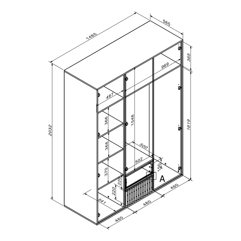 Ντουλάπα Bruse pakoworld μελαμίνη σε sonoma-oak απόχρωση 148.5x56.5x203.2εκ