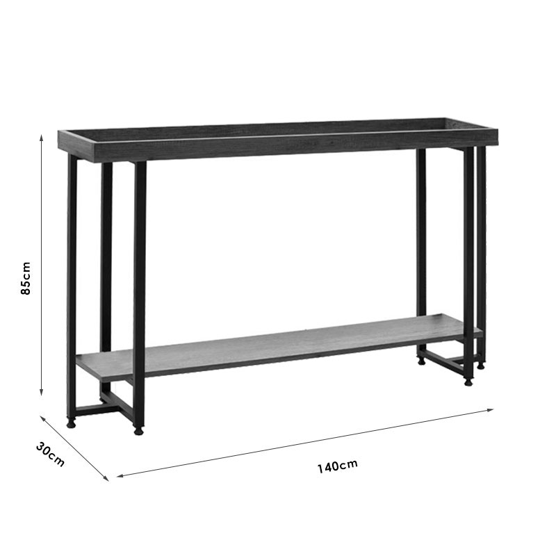 Κονσόλα Nolan pakoworld καρυδί-μαύρο 140x30x85εκ