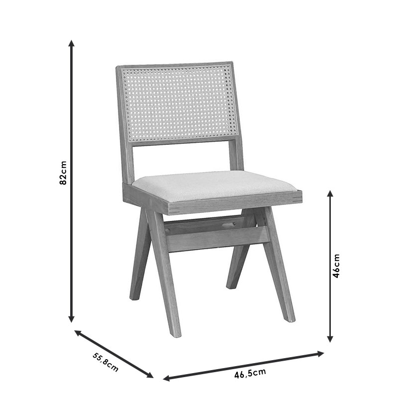 Καρέκλα Winslow pakoworld ξύλο rubberwood ανοικτό καρυδί-pvc rattan φυσικό-ύφασμα γκρι