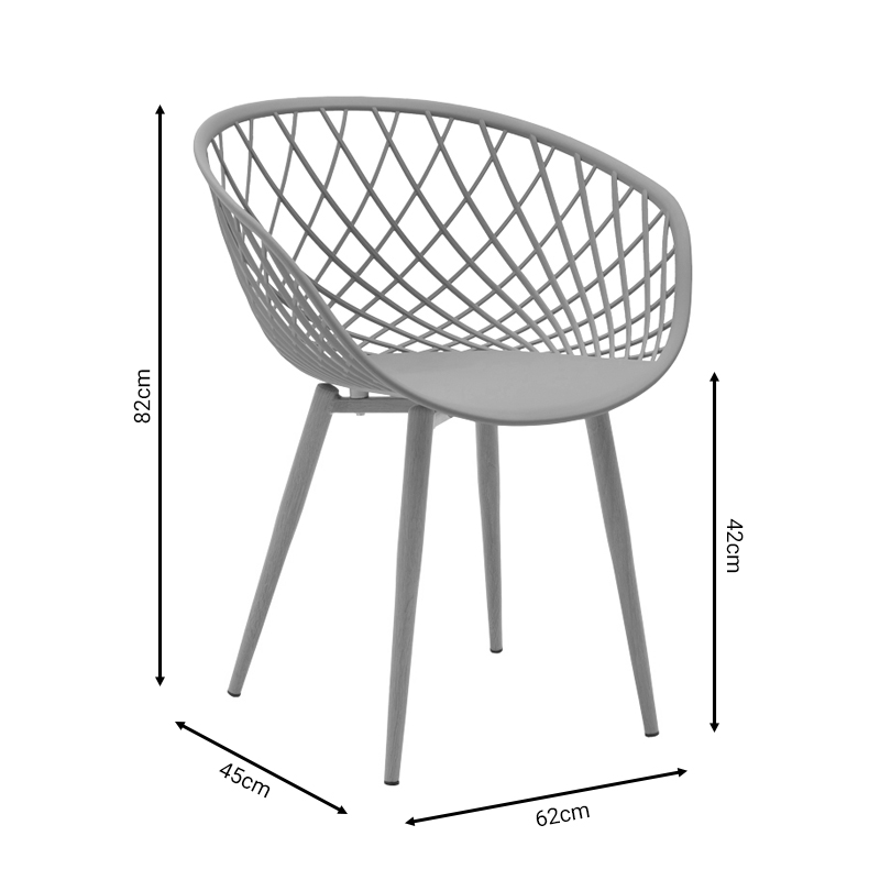 Πολυθρόνα Ezra pakoworld λευκό pp-πόδι φυσικό μέταλλο 62x42x82εκ