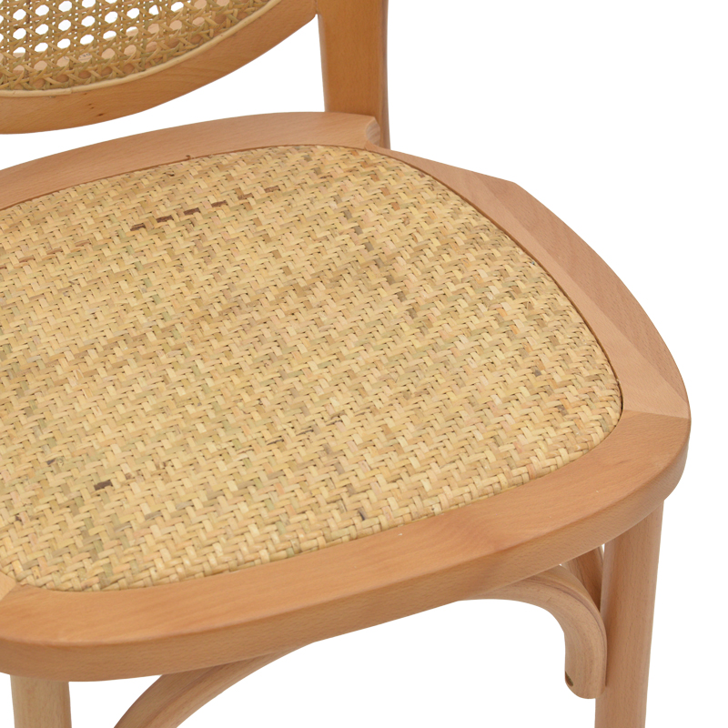 Καρέκλα Camil pakoworld φυσικό ξύλο οξιάς-φυσικό rattan 45x50x94εκ