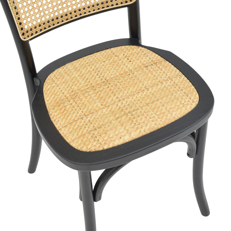 Καρέκλα Zozele pakoworld φυσικό rattan pe-μαύρο toon wood 45x51x88εκ