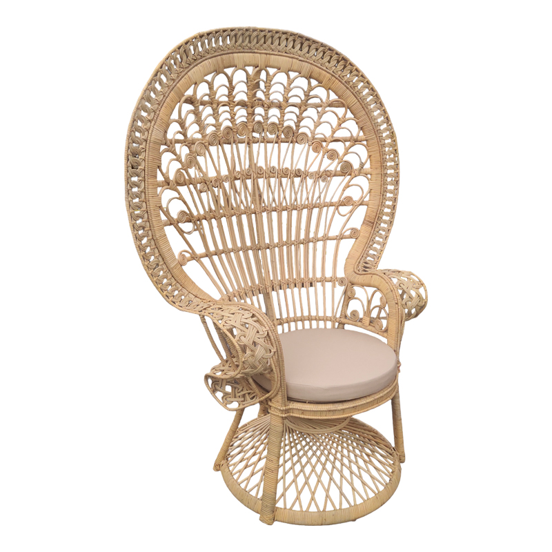 Πολυθρόνα Dorothy Inart με μπεζ μαξιλάρι-φυσικό rattan 115x57x150εκ