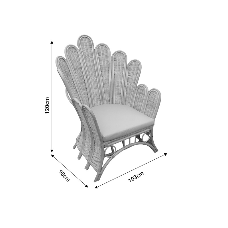 Πολυθρόνα Fragia Inart με μπεζ μαξιλάρι-φυσικό rattan 103x90x120εκ