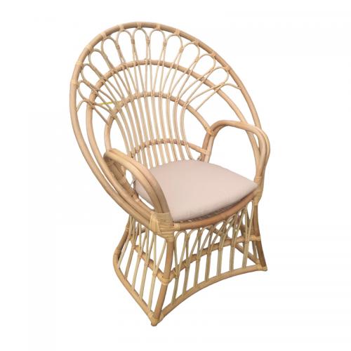 Πολυθρόνα Boloni Inart με μπεζ μαξιλάρι-φυσικό rattan 100x67x120εκ