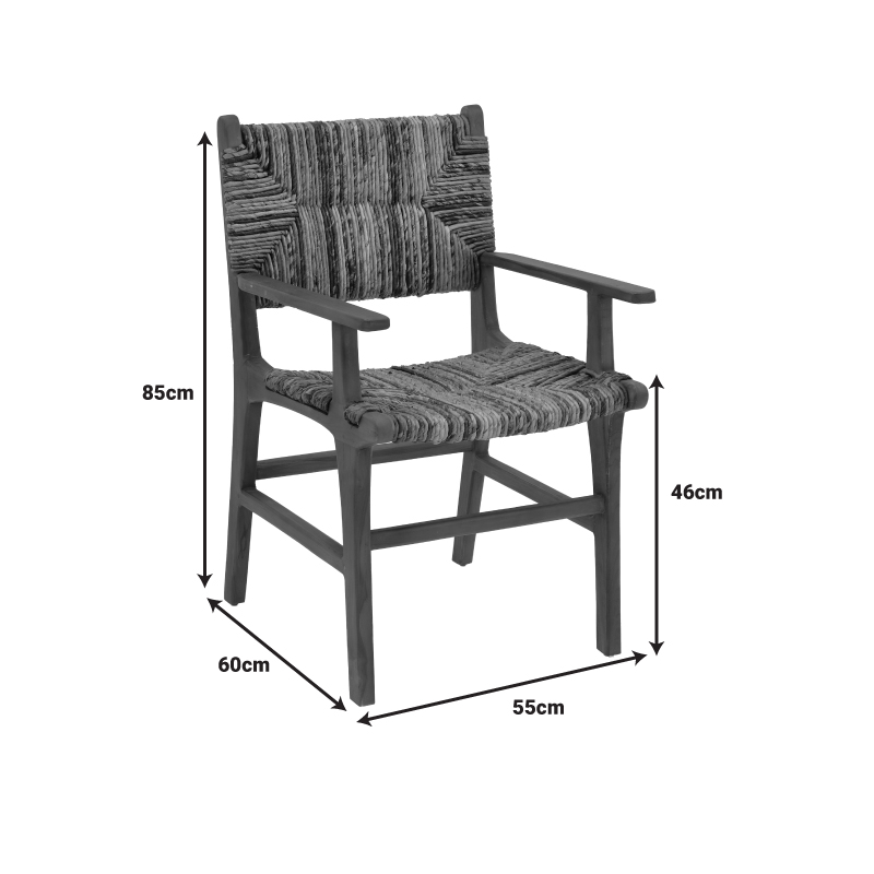 Πολυθρόνα Refane pakoworld φυσικό teak ξύλο-banana σχοινί 55x60x85εκ