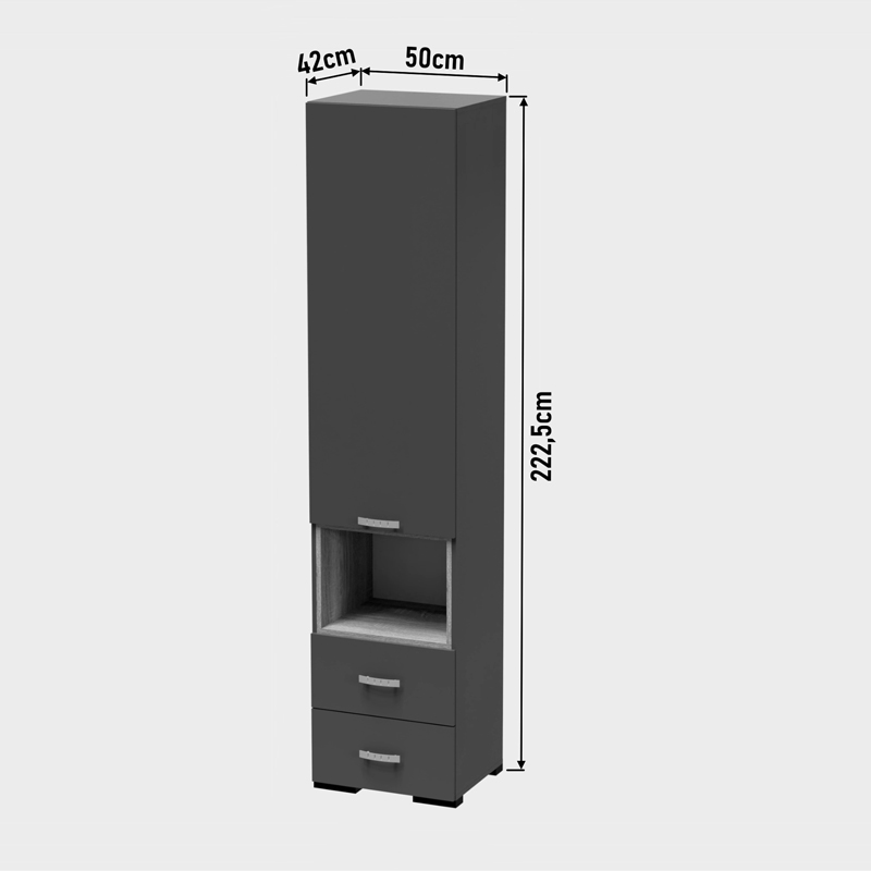 Ντουλάπα Toscana pakoworld σε λευκή απόχρωση 50x42x222.5εκ