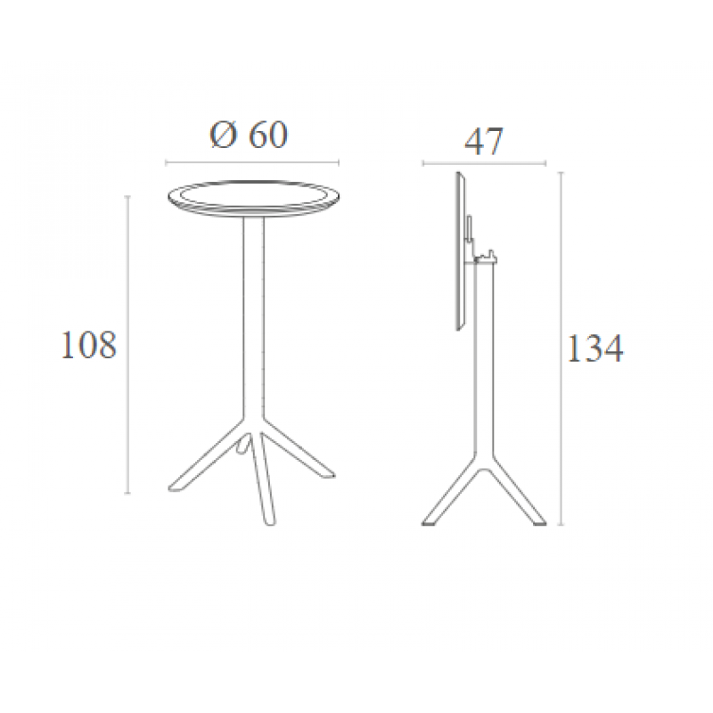 SKY DARK GREY BAR Φ60Χ108εκ.ΠΤΥΣ/ΝΟ ΤΡΑΠ. ΠΟΛ/ΝΙΟΥ