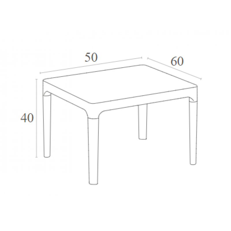 SKY WHITE 50Χ60Χ40εκ. ΤΡΑΠΕΖΙ ΠΟΛ/ΝΙΟΥ