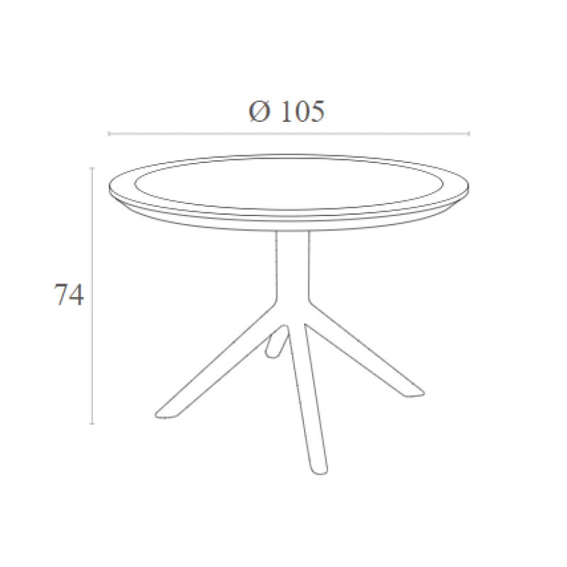 SKY WHITE Φ105X74εκ. ΤΡΑΠΕΖΙ ΠΟΛ/ΝΙΟΥ