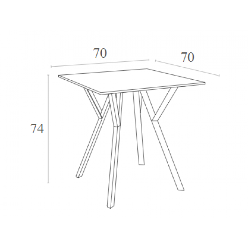 MAX ΤΡΑΠΕΖΙ 70Χ70Χ74εκ. WHITE LAMINATE 12mm