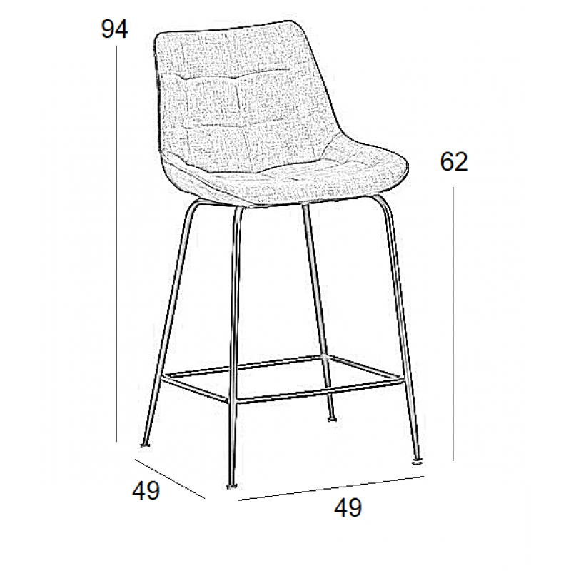 Σκαμπό Μπάρ 4τμχ Ermina Grey Ύφασμα 49x49x62-94εκ.